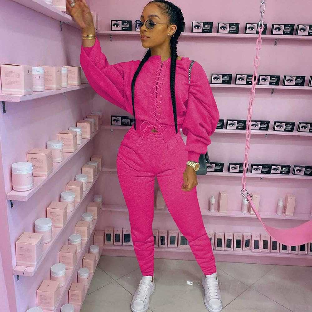 TOPSRANI Women 2 Piece Fall Outfits Jogging Suits Sweatsuit Tracksuit Sweatpants Jogger Pant Sets Ca | Amazon (US)