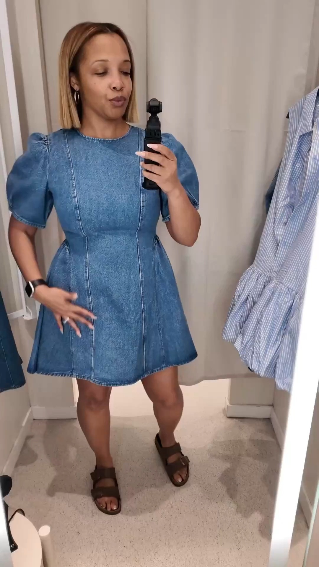 Love a good denim dress… and did you see the back?! On love! Wearing medium  

#LTKMidsize #LTKOver40 #LTKootd