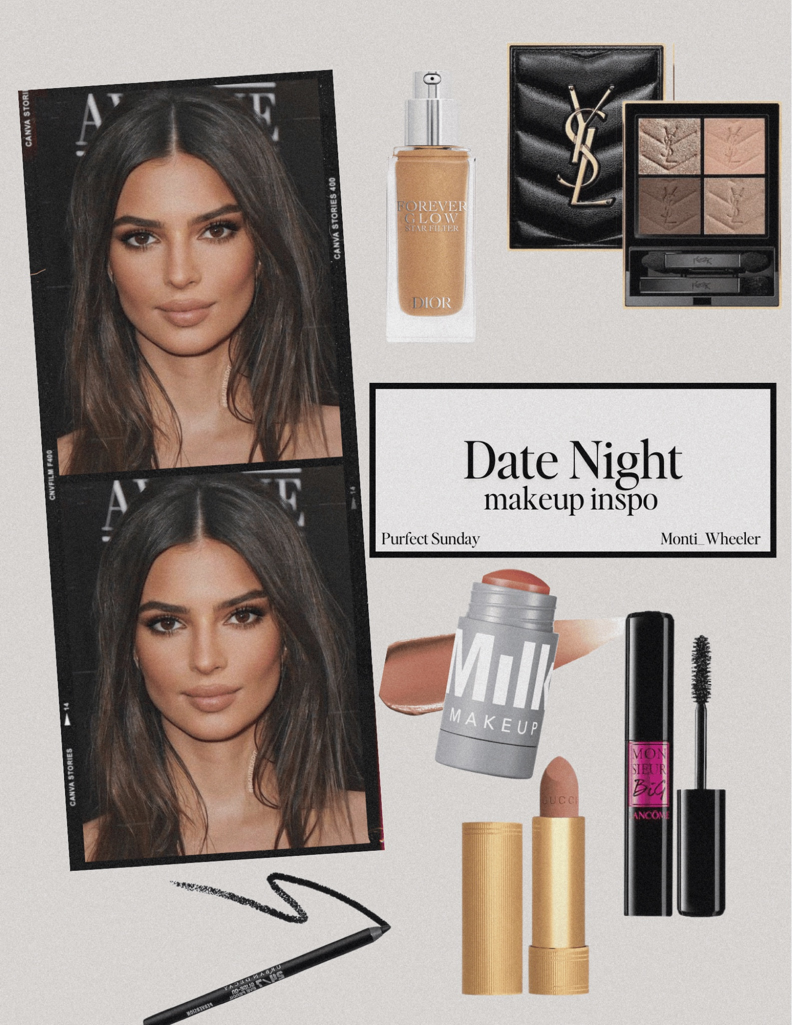 Date Night Beauty Looks 

Makeup, milk makeup, Gucci, YSL, Dior, Urban Decay, mascara, lipstick, eyeliner, highlighter, eyeshadow, blush  

#LTKFindsUnder100 #LTKBeauty #LTKFindsUnder50