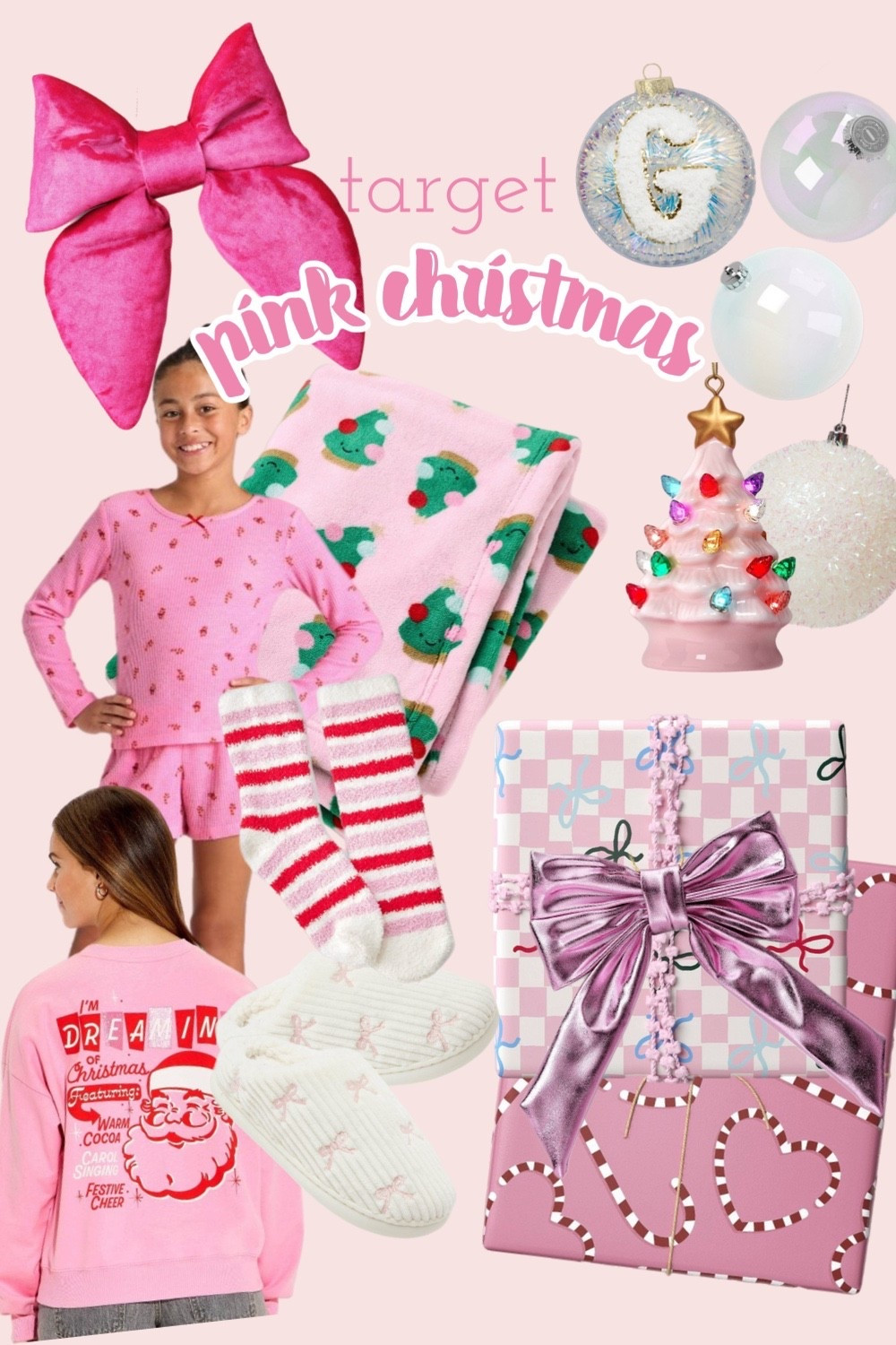 I’m dreaming of a PINK Christmas🎅🏻🎀 Absolutely obsessed with the vintage tree ornament and the 🎅🏻 sweatshirt. 

#LTKHoliday #LTKGiftGuide #LTKSeasonal