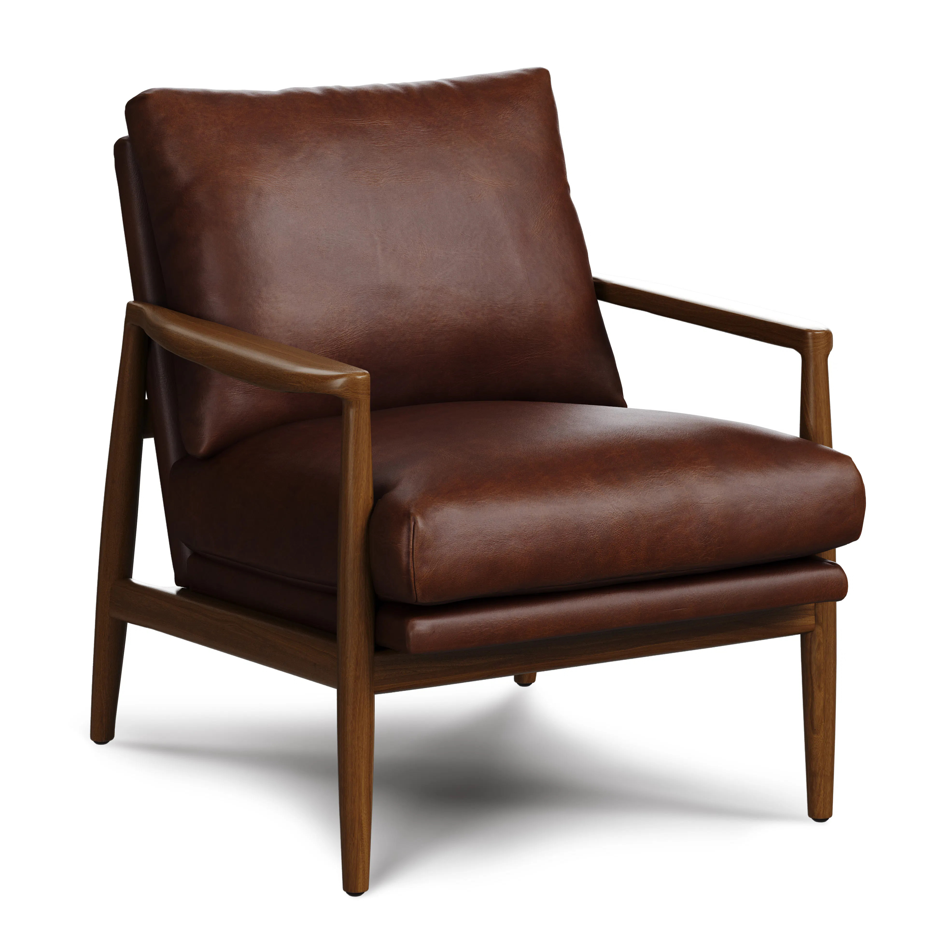 Bavel 28.5" Leather Lounge Set - Walnut and Indiana Brown | Article