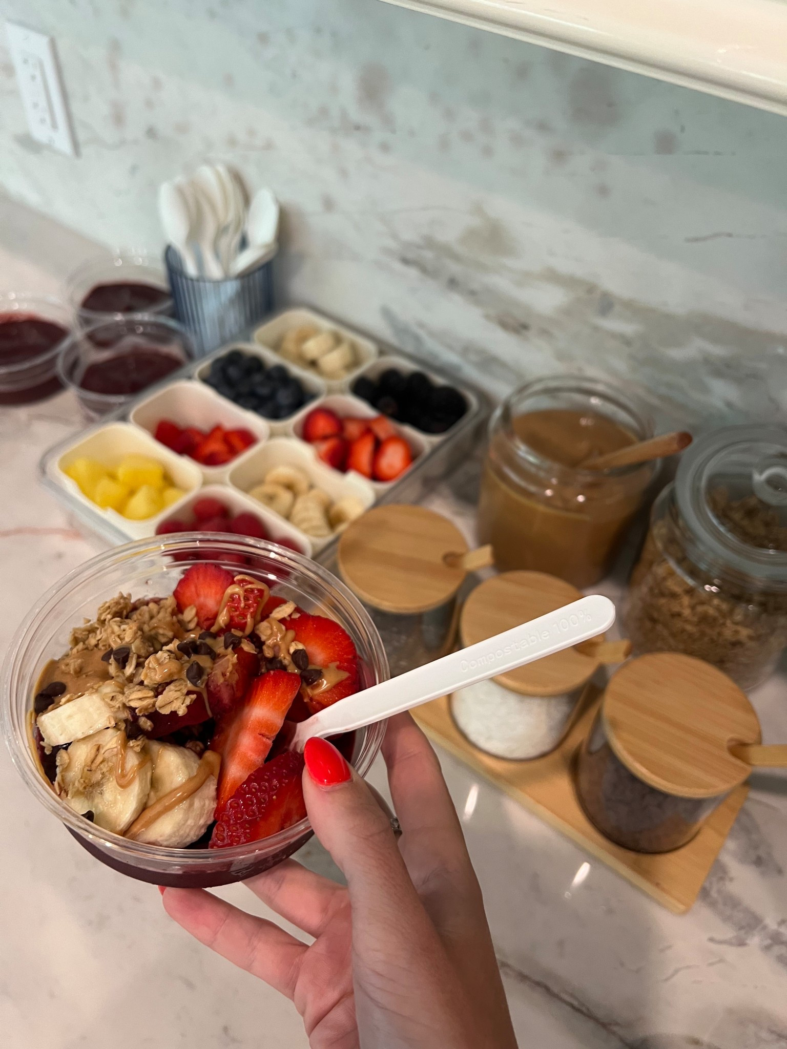 Açaí bowl station at home 