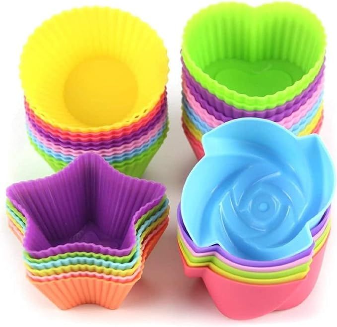 LetGoShop Silicone Cupcake Liners Reusable Baking Cups Nonstick Easy Clean Pastry Muffin Molds 4 ... | Amazon (US)