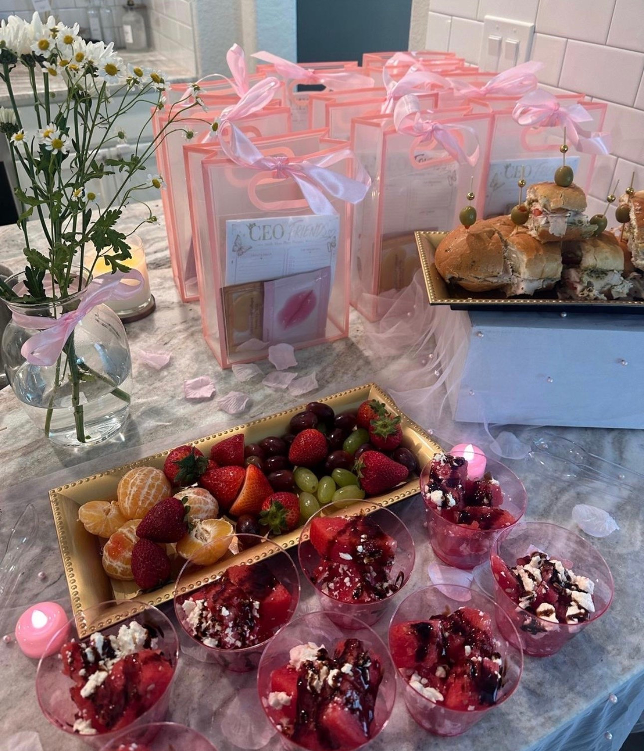 It’s all in the details ✨ Loved setting up this pretty-in-pink spread! From the cute clear gift bags to the fresh fruit platters, everything came together so beautifully. Linking all the hosting essentials, clear favor bags, and pink ribbons on my LTK! 🎀🥂

#LTKHome #LTKfoodie