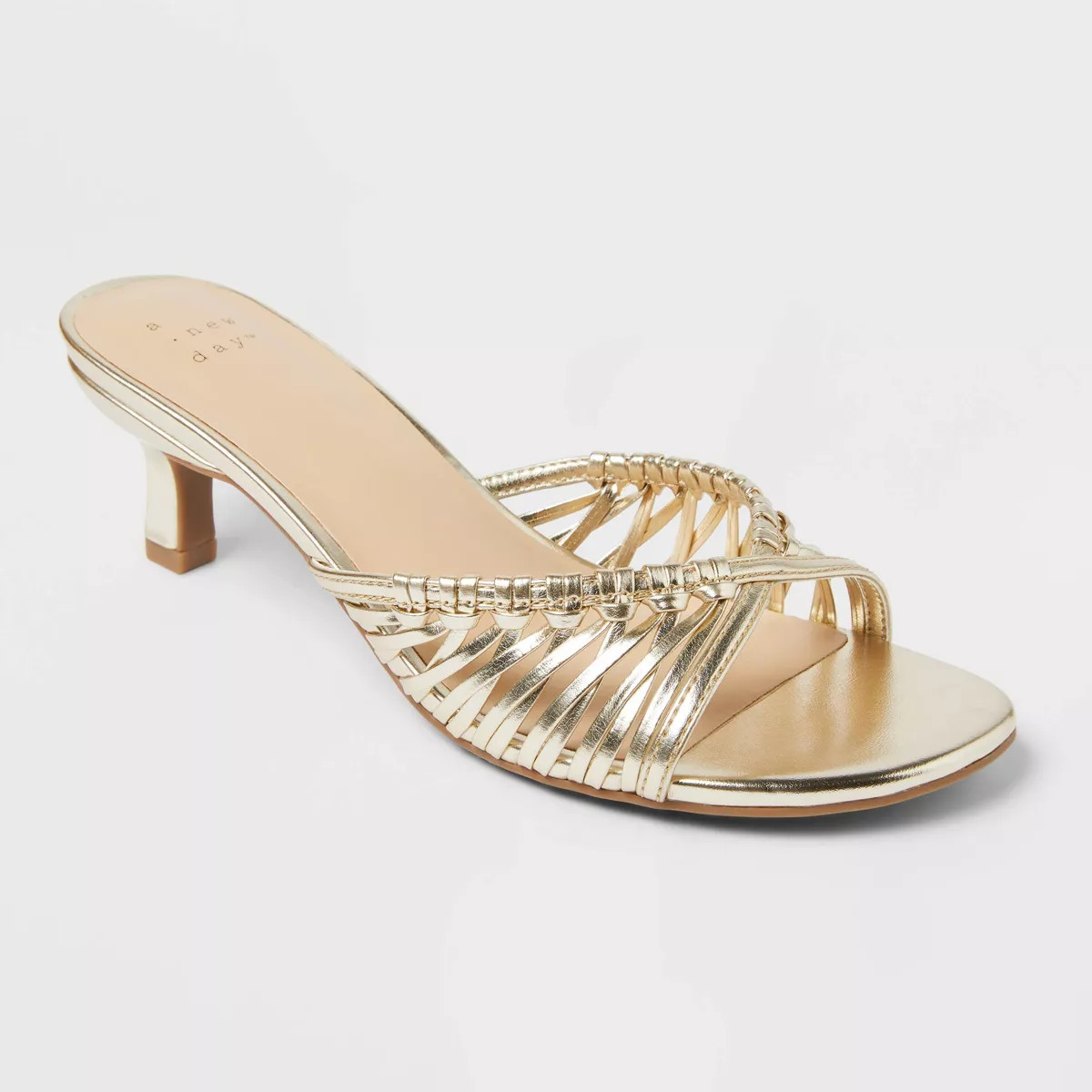 Women's Clarisse Metallic Strappy Kitten Heels with Memory Foam Insole - A New Day™ Gold 8: Sli... | Target