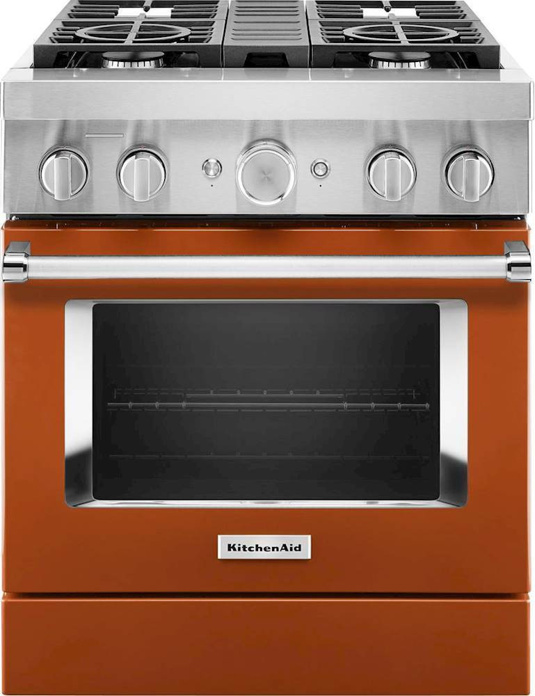 KitchenAid - 4.1 Cu. Ft. Freestanding Dual-Fuel True Convection Range with Self-Cleaning - Scorched Orange | Best Buy U.S.