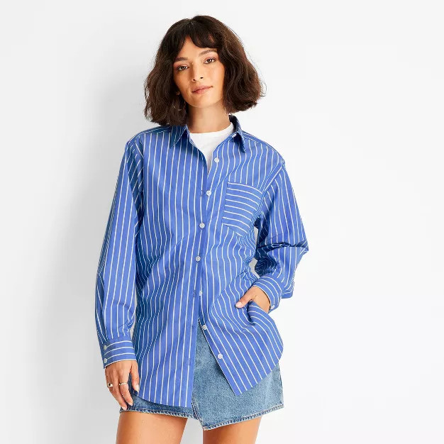 Women's Long Sleeve Button-Down Shirt - Future Collective™ with Kahlana Barfield Brown | Target