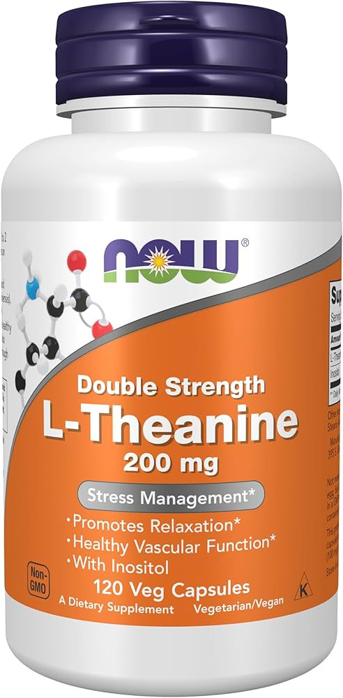 NOW Foods Supplements, L-Theanine 200 mg with Inositol, Stress Management*, 120 Veg Capsules | Amazon (US)
