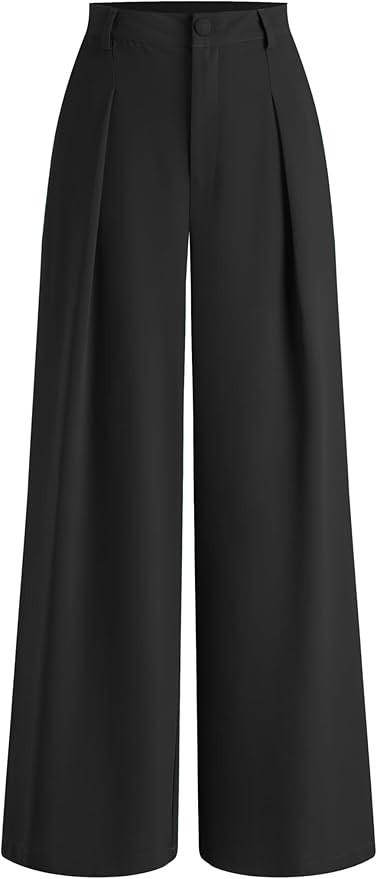 CIDER High Waist Solid Zipper Wide Leg Trousers | Amazon (US)