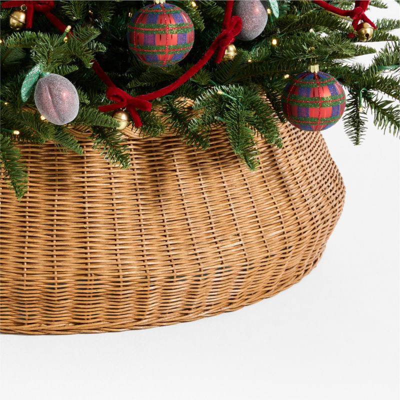 Braided Fiber Christmas Tree Collar 31" | Crate & Barrel | Crate & Barrel