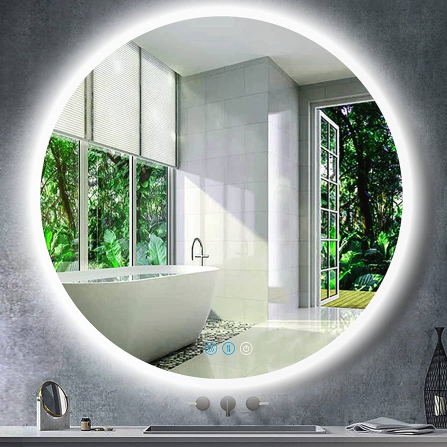 DIDIDADA 40 Inch Bathroom Round LED Mirror with Lights Backlit 40 Inch Round Bathroom Vanity Mirr... | Amazon (US)