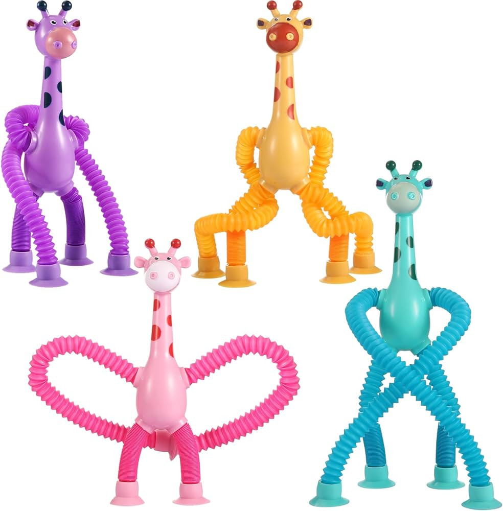 XONTEUS Valentines Day Gifts for Kids,Pop Tubes Giraffe Travel Toys 4Pcs,Airplane Car Travel Acti... | Amazon (US)