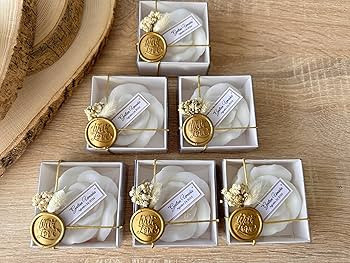 Personalized Rose Shaped Wedding Candle Favors with Seal Wax and Dried Flowers - Scented Soy Wax ... | Amazon (US)