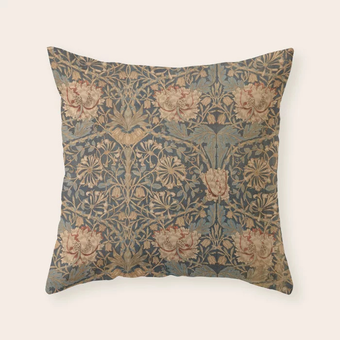 Honeysuckle by William Morris 1876 Antique Vintage Pattern, CC0 Spring Summer Throw Pillow | Society6