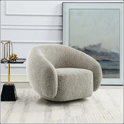 Upholstered Bouclé Swivel Chair with High-Density Foam – Brown | Wayfair North America