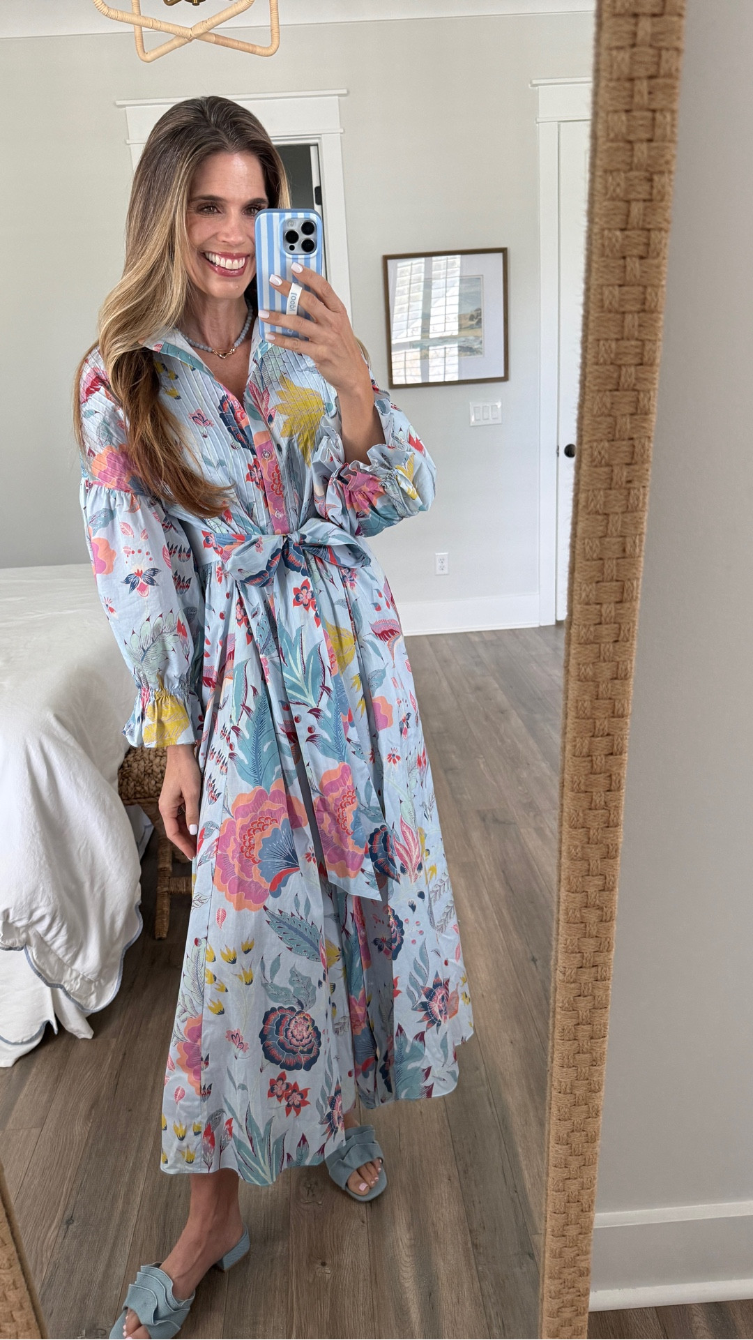 Sheridan French THE EVERY BODY DRESS IN AZURE GARDEN one size fits all 
Erin McDermott necklace 

#LTKootd #LTKBump