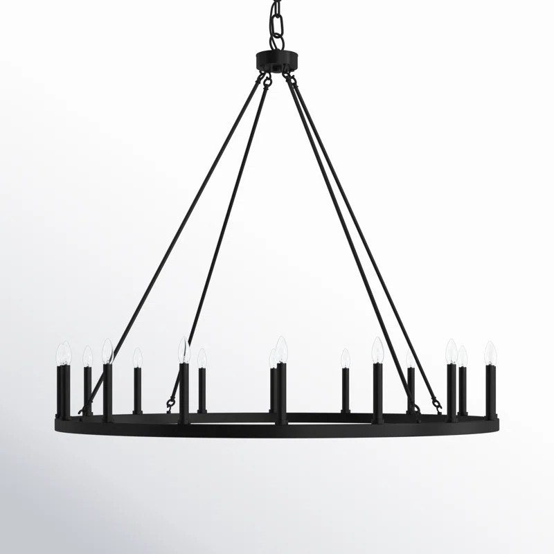 Avalee 16 - Light Living Room Steel Dimmable Wagon Wheel Chandelier UL Certified | Wayfair North America