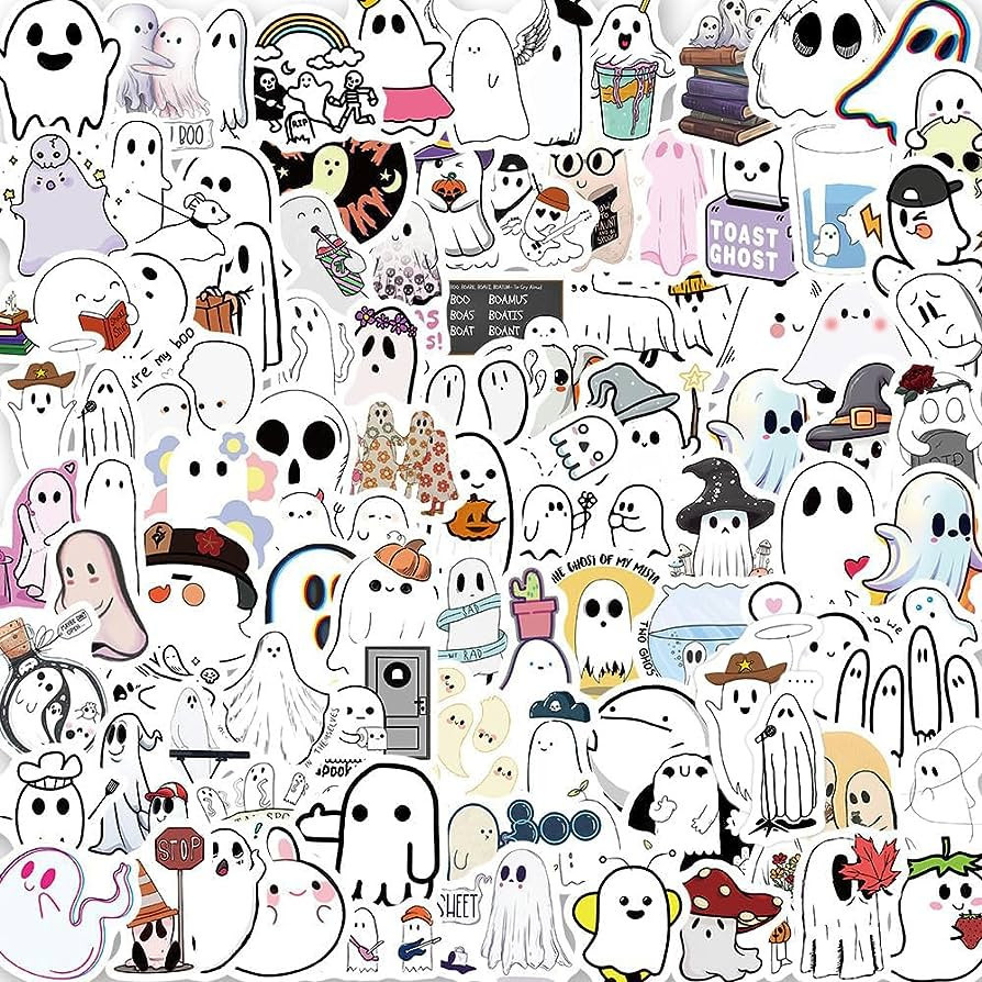 100PCS Funny Ghost Stickers,Halloween Stickers,Vinyl Waterproof Stickers for Water Bottles,Laptop... | Amazon (US)