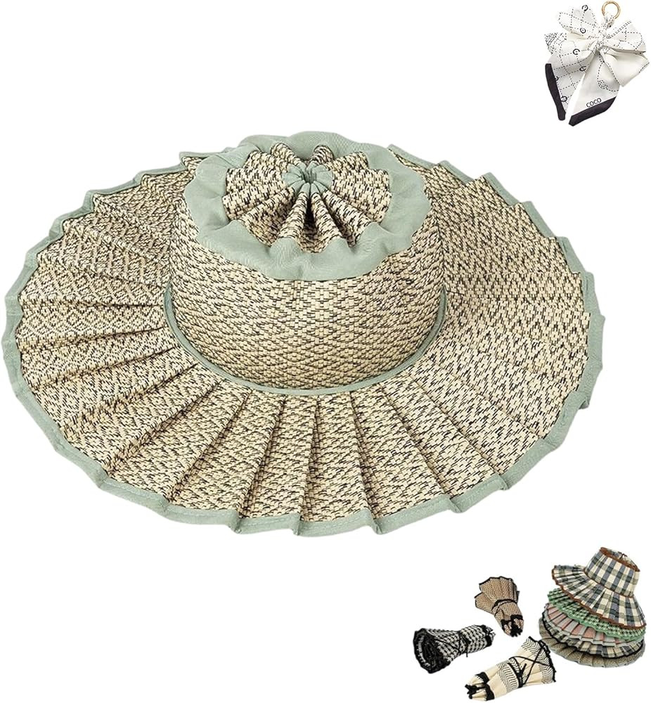 Lorna Murray Hats, Women's Straw Reversible Pleated Sun Hat, Foldable Wide Brim Beach Hats, Casua... | Amazon (US)