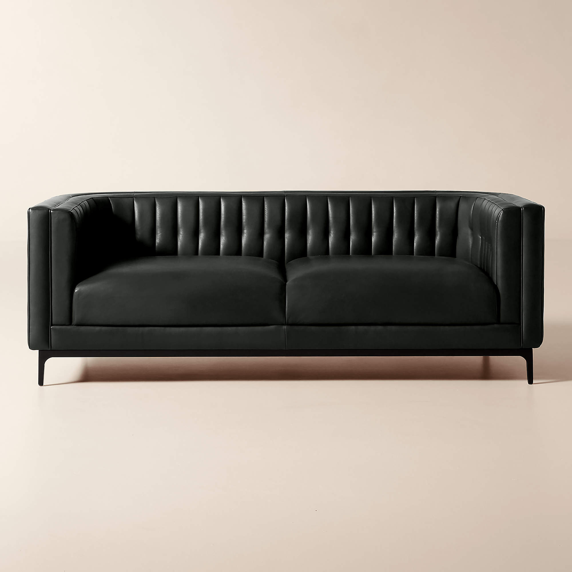 Ambroise 80" Black Leather Sofa + Reviews | CB2 | CB2