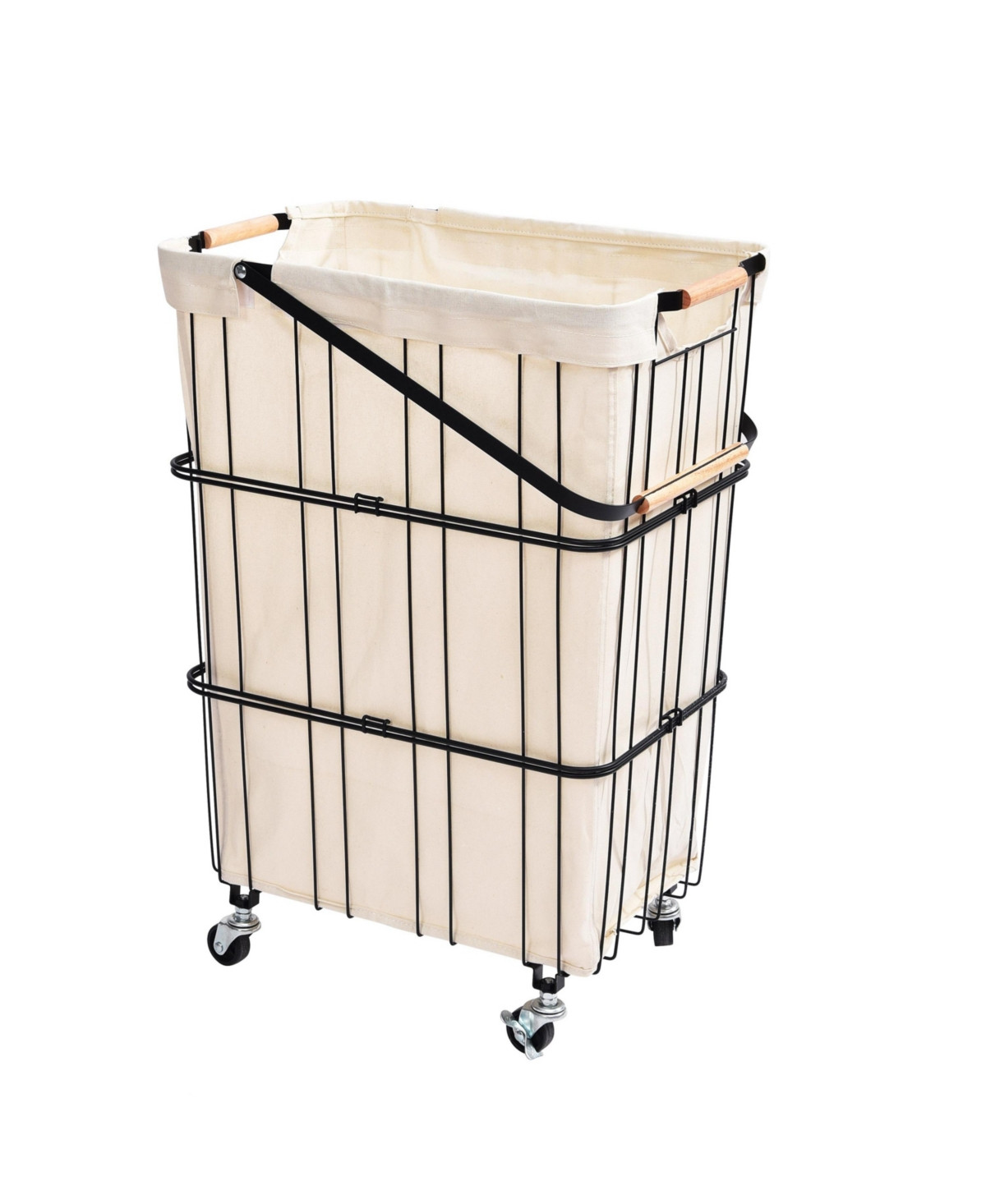 Oceanstar Mobile Rolling Storage Laundry Basket Cart with Handle - White | Macy's