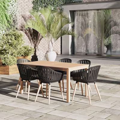 Amazonia International Home 7-Piece Brown Patio Dining Set with 6 Stationary Chairs | Lowe's