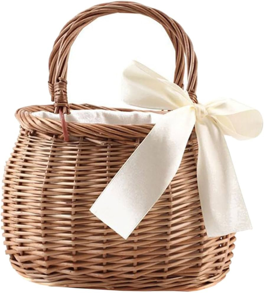Amosfun Woven Flower Basket Wedding Gift Basket Decorative Basket Purse for Girls Out Door Decor ... | Amazon (US)