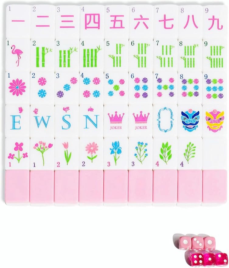 Pink American Mahjong Tile Set 160 Acrylic Mahjong Tiles Game Set Engraved 1.2-inch Cute Mah Jong... | Amazon (US)