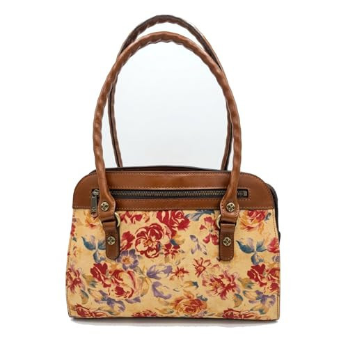 Patricia Nash Calvi Leather Satchel for Women, Aegean Blooms Print, Floral Handbag with Crossbody Strap | Amazon (US)