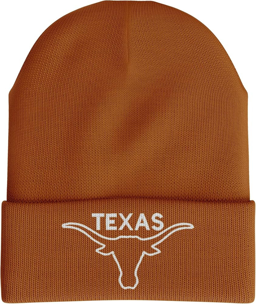 Longhorn Beanie Hat for Men, Texas Embroidered Hat, Fan Gameday Austin Texas Gifts (Texas Orange) | Amazon (US)