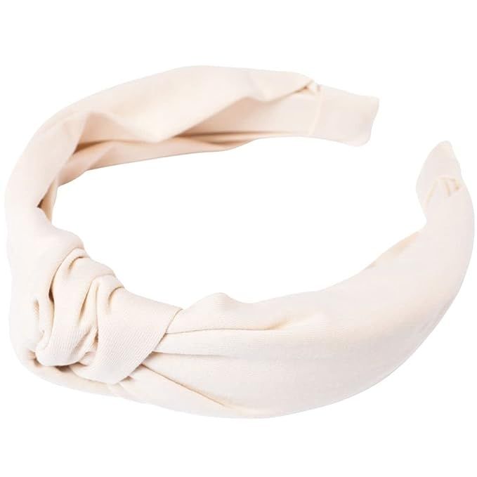 Bellefixe Jersey-Knit Knotted Women's Headband | Cream, Ivory, Off-White | Cotton | Amazon (US)