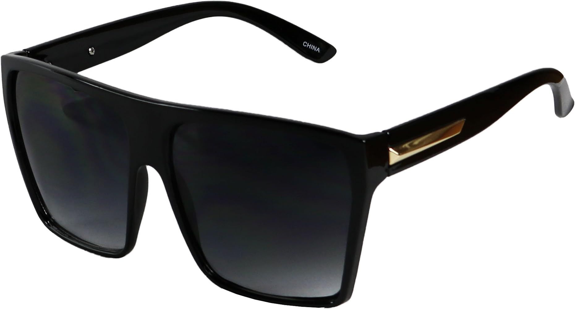 ShadyVEU Big XL Large Square Trapezoid Shape Oversized Flat Top Kim K Fashion Sunglasses | Amazon (US)