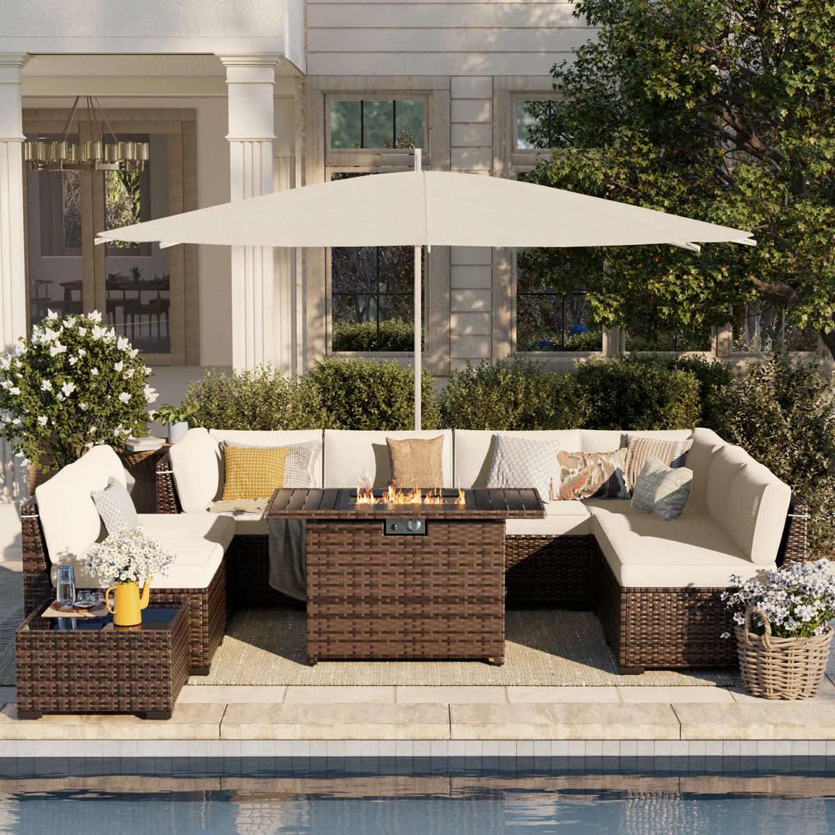 Avamay Rattan Sectional Seating Group with Cushions | Wayfair North America