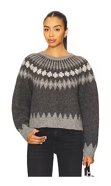 NILI LOTAN Alena Sweater in Dark Grey Melange Fair Isle from Revolve.com | Revolve Clothing (Global)
