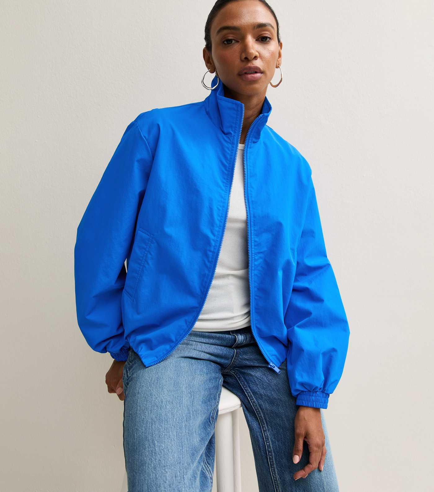 Blue Zip Through Funnel Windbreaker Jacket | New Look | New Look (UK)