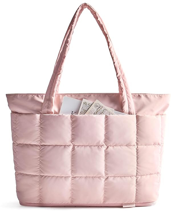 BAGSMART Expandable Tote Bag for Women, Puffer Work Tote Handbag, Quilted Carry On Bag for Travel... | Amazon (US)