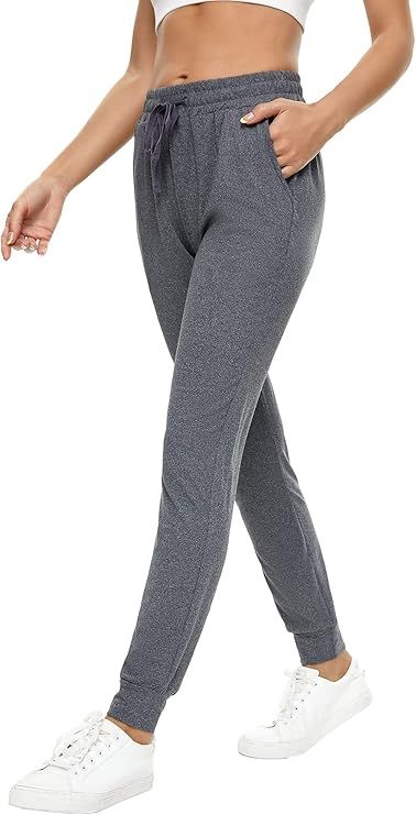 BATHRINS Women Tapered Joggers with Pockets – Casual Yoga High Waist Sweatpants | Amazon (US)