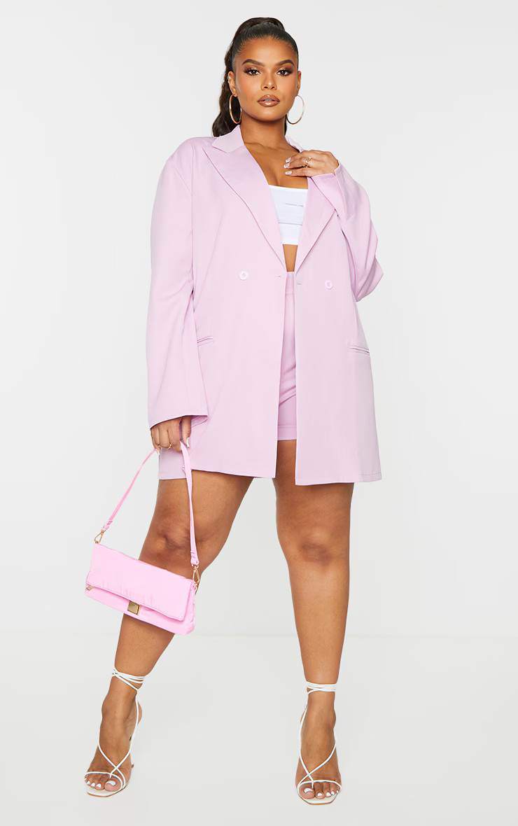 Plus Lilac Relaxed Oversized Blazer | PrettyLittleThing US