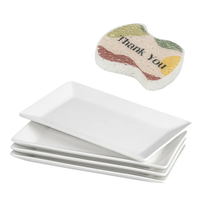 LIFVER Serving Platter and Scrub Sponge, Set of 4 Rectangle Serving Plate, 10 Inches Christmas Su... | Walmart (US)