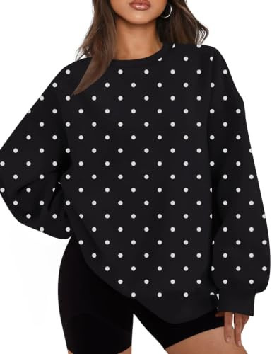 JEIBKOUY Womens Polka Dot Sweatshirt Oversized Graphic Crewneck Long Sleeve Y2k Trendy Fall Pullover Hoodies | Amazon (US)