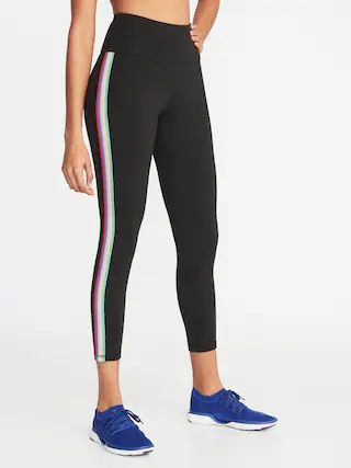 High-Rise Elevate Side-Stripe 7/8-Length Compression Leggings for Women | Old Navy US