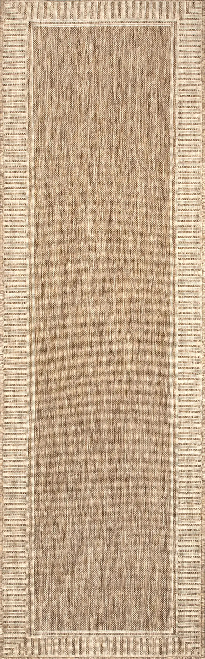 Color: Light BrownStriped Border Indoor/Outdoor Flatweave Rug | Light Grey Light Grey swatchStrip... | Rugs USA