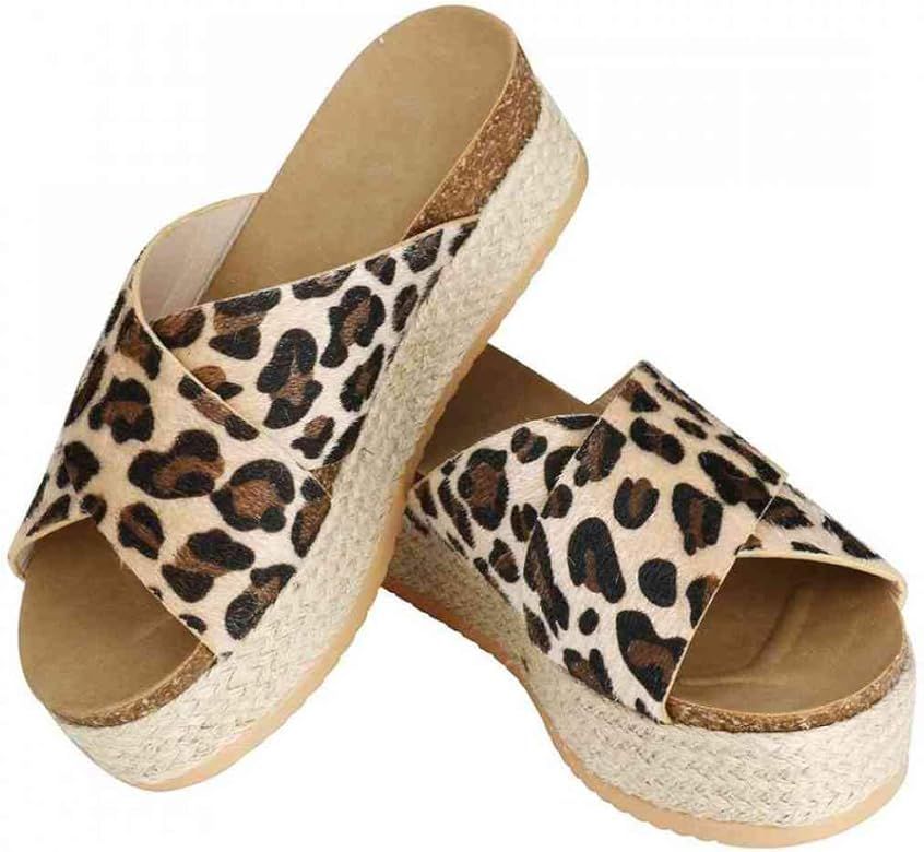 Womens Espadrilles Sandals,Open Toe Slide-on Faux Leather Studded Platform Summer Criss Cross Sli... | Amazon (US)