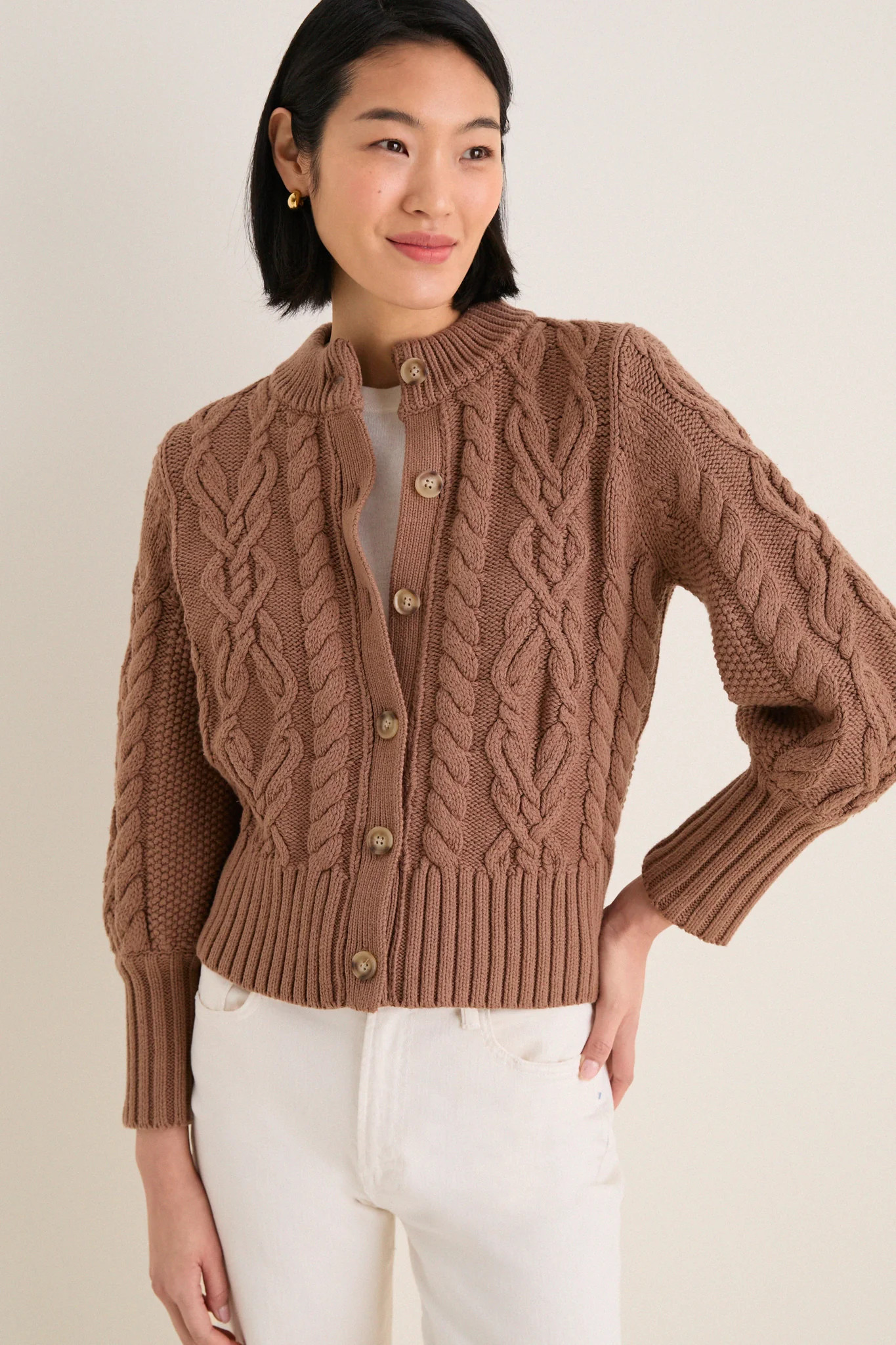Mocha Cotton Colette Cardigan | Tuckernuck (US)