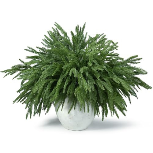 18 Pcs Real Touch Norfolk Pine Branches,Artificial Christmas Green Faux Cedar Norfolk Pine Stems Fake Greenery Pine Picks for Vase DIY Garland Wreath Xmas Indoor Outdoor Home Decoration (18 Inches) | Amazon (US)