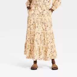 Women's Lace Maxi Pull On Skirt - Universal Thread\u2122 Cream Floral L | Target