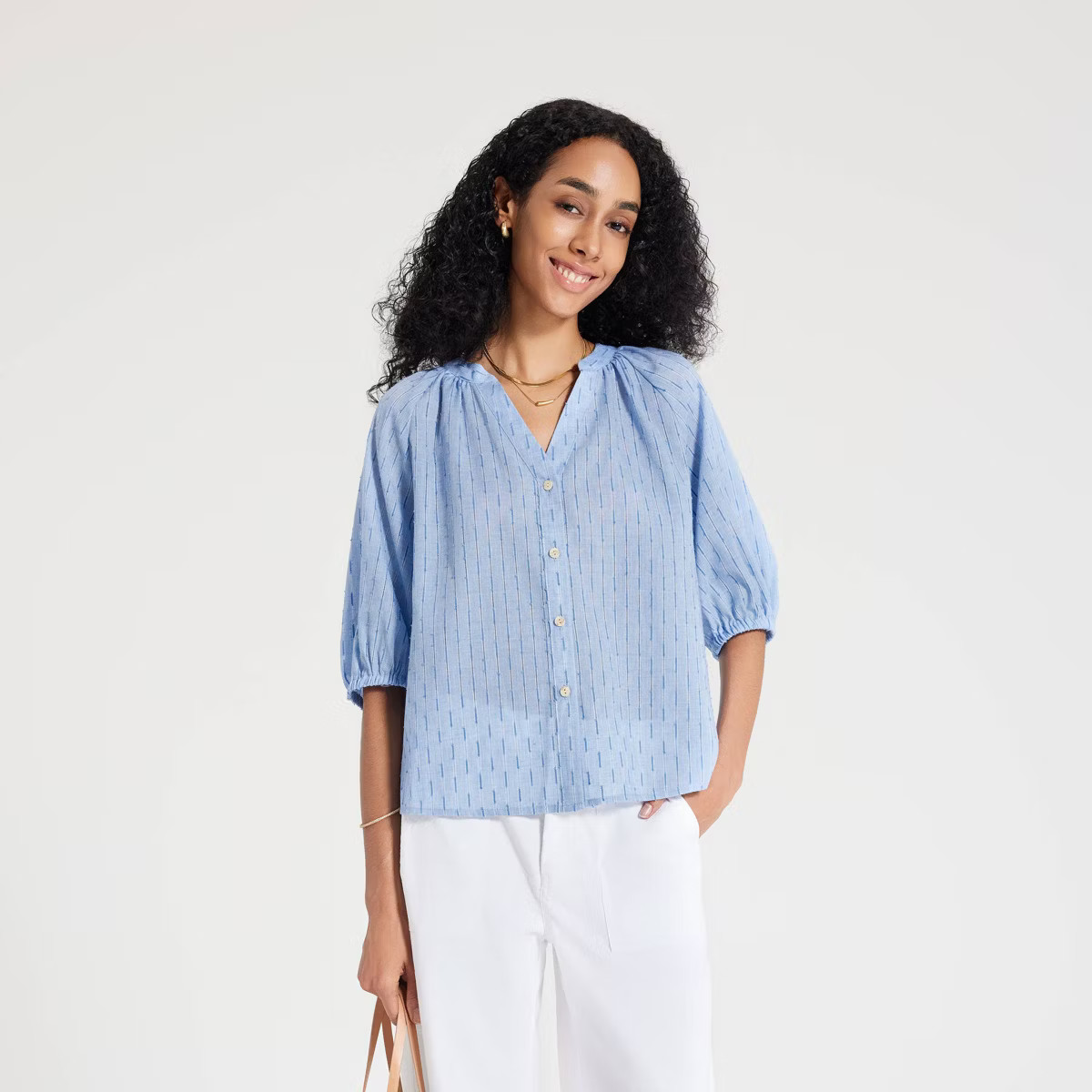 Women's Elbow Sleeve Button-Down Blouse - Universal Thread™ | Target