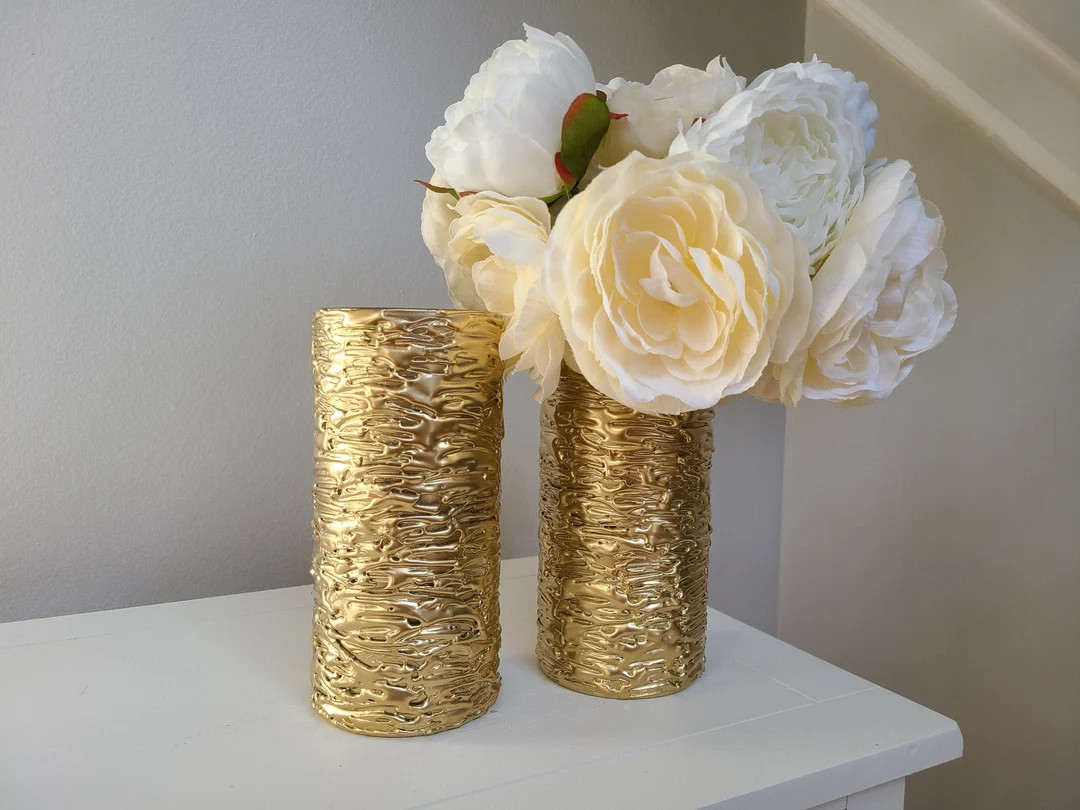 Set of 2 Gold Flower Vase. Glass Vase, Modern Home Decor. Table Centerpiece - Etsy | Etsy (US)
