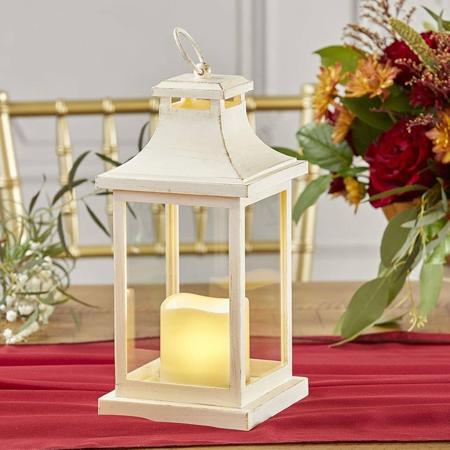 Kate Aspen LED Vintage Decorative Ivory Hampton-Rustic Home Shelf Decor Lantern, One Size | Amazon (US)
