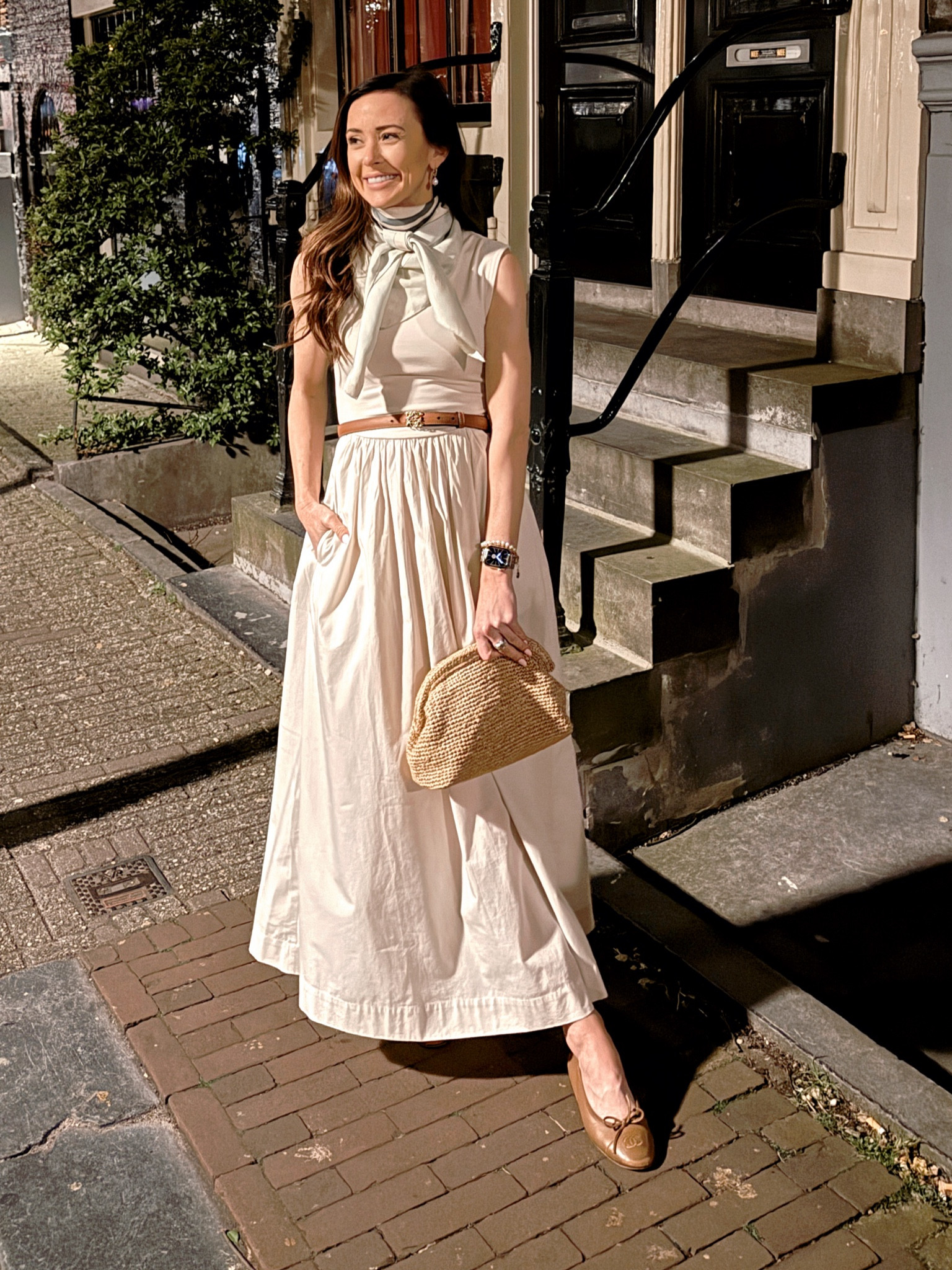 Spring dress (under $100; runs tts) with silk scarf

#LTKfindsunder100